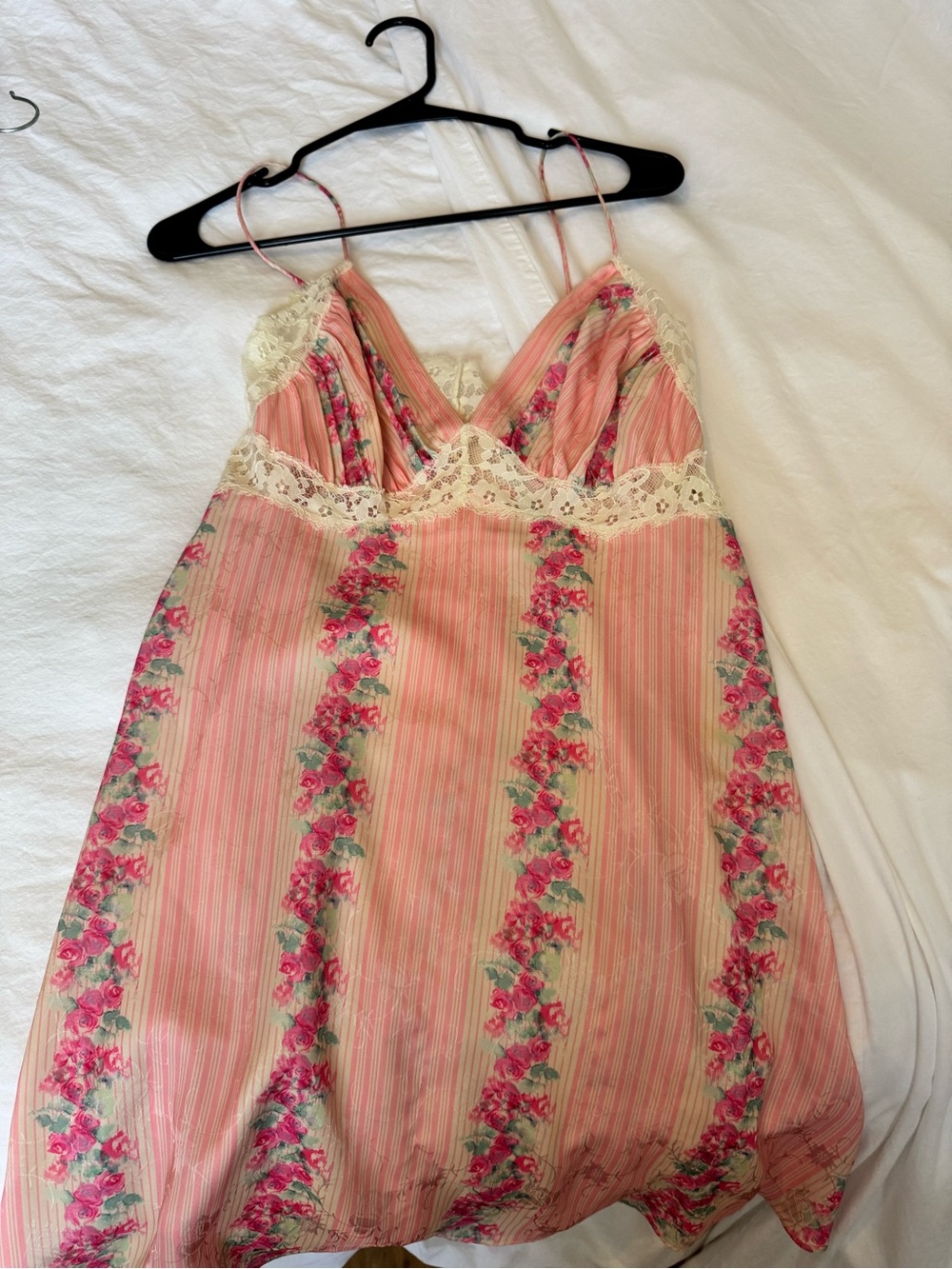 LoveShackFancy Pink Floral Lace-Trim Mini Slip Dress - Picture 2 of 2